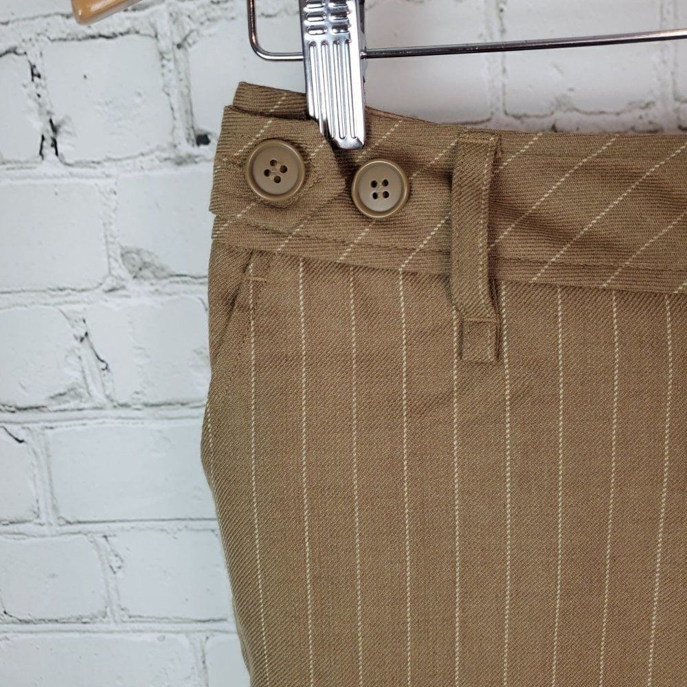 Ann Taylor Loft Marisa Cropped Pant Dress Brown Wool Blend Size 2P Striped - Picture 5 of 12